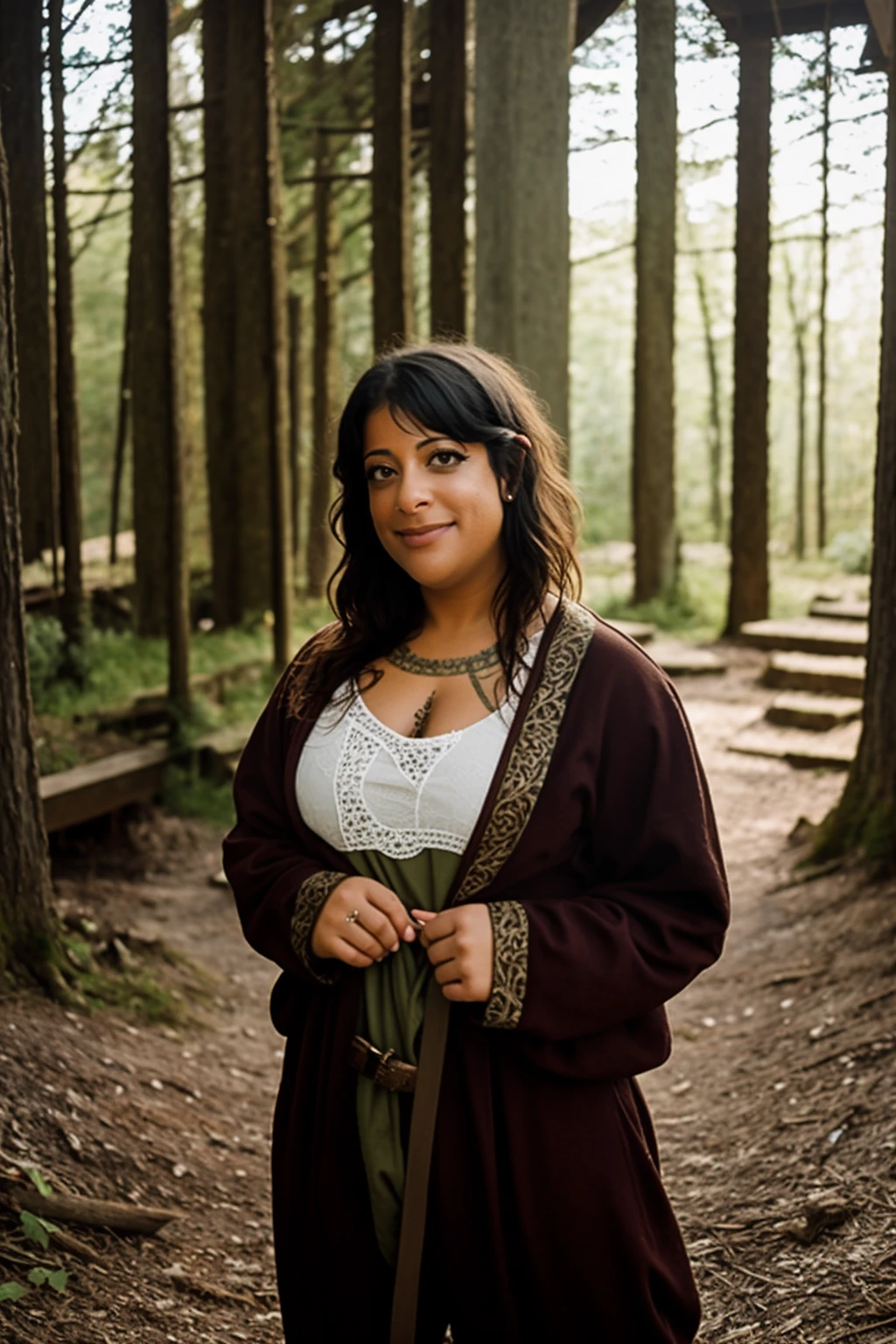 portrait of everamarie, wearing poor baggy outfit, medieval, middle ages, forest, blurry background, intricate details, highly detailed <lora:EveraMarie:1>