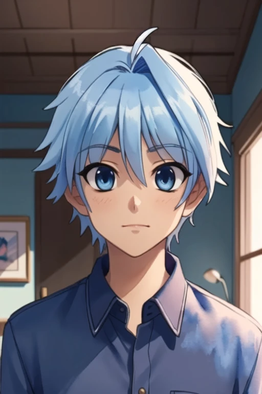 (best quality:1.1), (masterpiece:1.4), game cg, , , , (watercolor illustration, soft pastel colors:1.1), , 1boy, solo, male focus, <lora:fuyuhiko_nishino:0.78>, fuyuhiko_nishino, blue hair, blue eyes, short hair, , fedora, post-apocalyptic, High definition