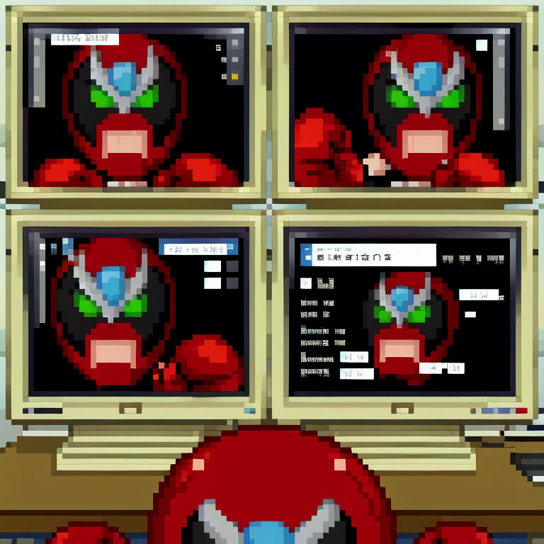 strongbademail, monitor with text, strongbad reflection, back of head, boxing gloves  <lora:Strongbad-000012:1>