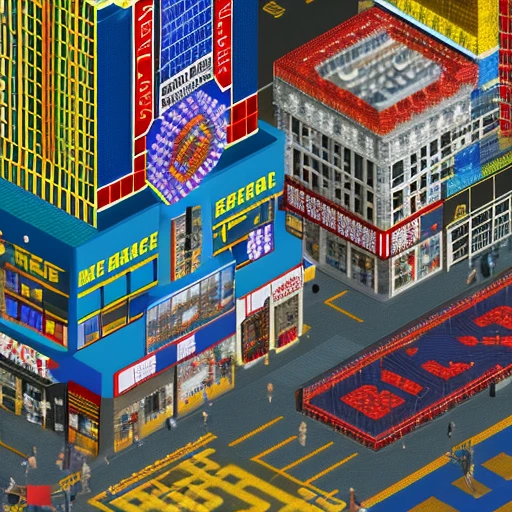 <lora:n3rct_v1:1.0>, (n3rct isometric image), realistic, (high quality), (high resolution), times squares