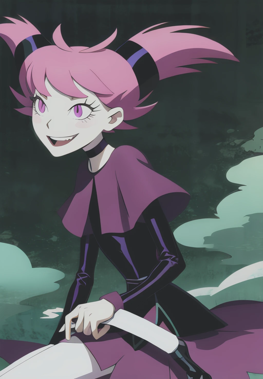 <lora:Teen_Titans:0.6>,Jinx ,smile,