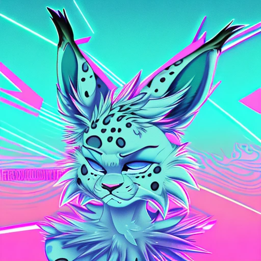 Outrun synthwave vaporwave (solo)
(Jolteon, lynx, bunny, dragon, snow_leopard hybrid) (complex background) (pfp, wallpaper), (<lora:last-000008:.3> jaraz)