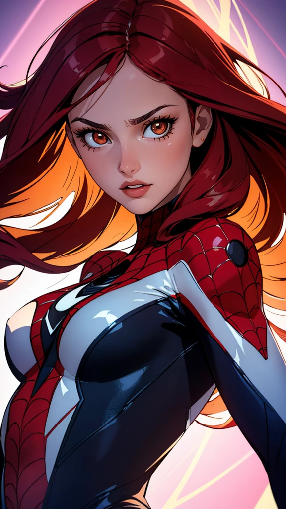 ((master part)) ((best quality)) ((ultra detalhado))  ((1Mulher)) ((sbikini))  ((cabelo longo laranja)) ((cabelo longo sedoso)) ((tatuagem do ombro direito))  ((nariz comprido)) ((a nami piece))  ((olhos atraentes)) ((sharp eyes)) ((corpo magro)) ((Trunk pose in hand)) ((Pulseiras de Ouro)) , (master part, 4k resolution, ultra-realistic, altamente detalhado), (Superhero theme white costume, Charismatic, nsfw menina no topo da cidade, vestindo traje branco do Homem-Aranha, superheroine), (Rosto bonito 1.4), [((23 anos), corpo inteiro, (olhos azuis:1.2), (Spider-Man's Dynamic Poses) ((ambiente urbano arenoso):0.8)| (paisagem urbana, noite, dynamic lights), (lua cheia))]