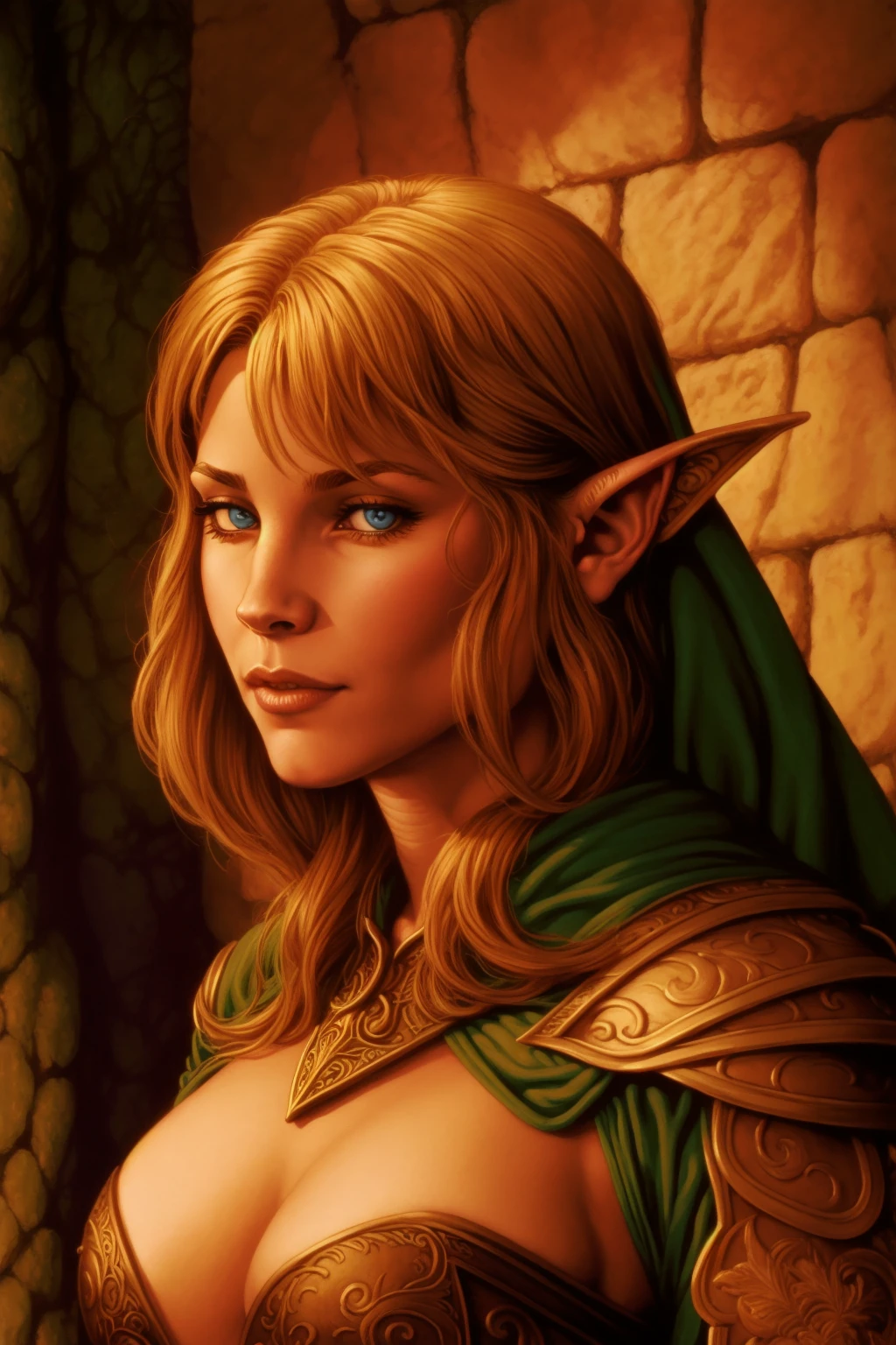 Elmore_Style fantasy illustrations  of a portrait, close up, female elf mage, skimpy ,  Fantasy masterpiece  by Larry Elmore ,  dragonlance , <lora:Elmore_Style-000013:0.7>