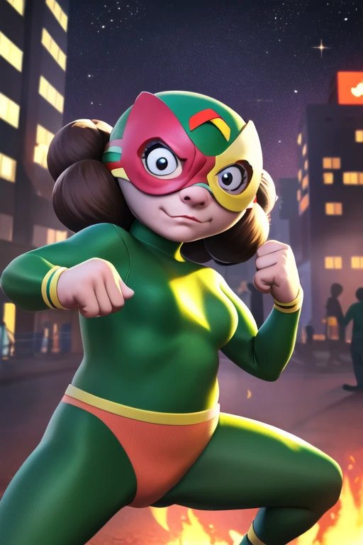 score_9, score_8_up, score_7_up, score_6_up, BREAK, Source_Cartoon <lora:dr_simi_x_mama_lucha:0.9> mama lucha, super hero, , brown hair, large breasts, female mature, milf, plump, cameltoe, detailed outdoors background, sexy pose, seductive smile, big nipples, erect nipples, rating explicit, standing,