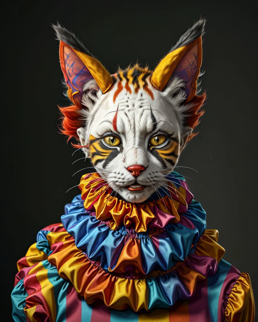 A crazy clown HuMeow <lora:SD15-HuMeow-LoRA:1>