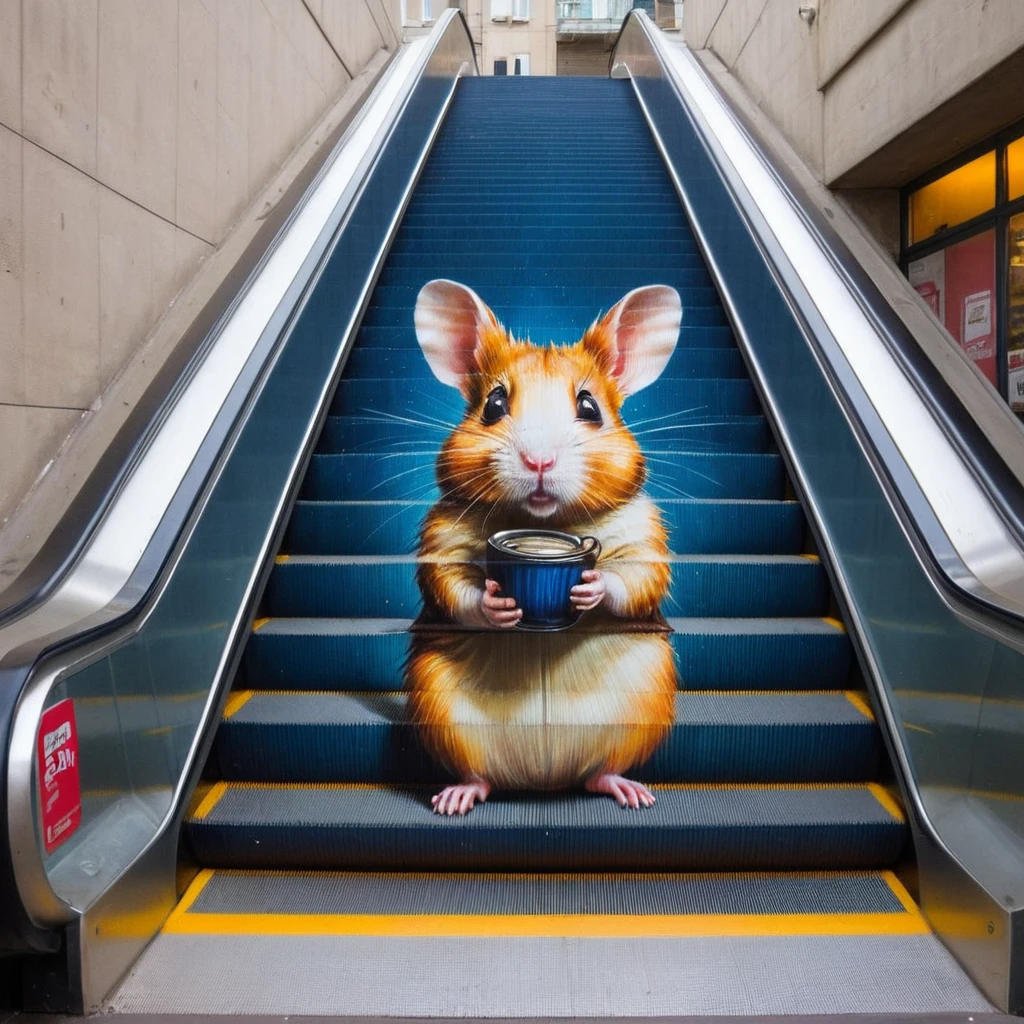 masterpiece, best quality, a escalator, hamster, escalator-art <lora:escalator-art:0.7>