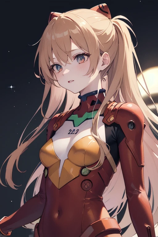 (best quality, masterpiece, colorful, dynamic angle, highest detailed)(Asuka Langley), upper body photo, fashion photography of cute red long hair girl (Asuka Langley), dressing high detailed Evangelion red suit (high resolution textures), in dynamic pose, bokeh, (intricate details, hyperdetailed:1.15), detailed, moonlight passing through hair, perfect night, (fantasy background), (official art, extreme detailed, highest detailed), HDR+