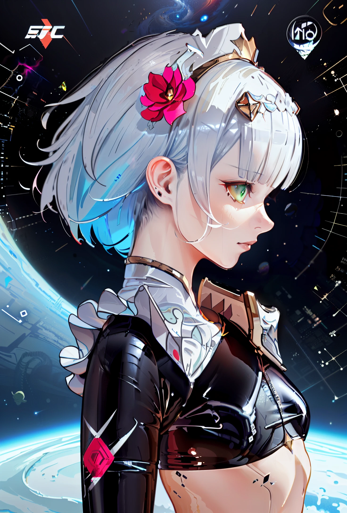 simple_white_background, golden and white theme, Sense of coordination, sense of order, mathematics beauty, (((cover design))), (((((cover art))))), ((trim)), album_art, official art, (Master's work), full body, ( closeup, 1girl,solo:1.4),
(Unhinged Vector image:1.3) of (Ultrarealistic:1.3) best quality,masterpiece, illustration, an extremely delicate and beautiful, extremely detailed,CG,unity,8k wallpaper, Amazing, finely detail, masterpiece,best quality,official art,extremely detailed CG unity 8k wallpaper,finely detail,extremely detailed eyes and face,(cowboy_shot:1.1), deep dark fantasy, (space background:1.3), 1girl, solo, (covered navel:1.1), large breasts, ((whole body covered latex suit)), (shiny black latex bodysuit), (silver letter embroidered black latex suit:1.3),mountain ,
(by Artist Simon Stalenhag:1.3),(Flat style:1.3),Illustration,Behance,(Psychedelic Art:1.3),(Primary Colors:1.3)
<lora:noellet-v100-000027:0.8:lbw=OUTALL>, noelledef, def clothes, armored dress, noelle \(genshin impact\), armor, bangs, braid, flower,green eyes, short hair, maid headdress, breasts,
<lora:nai3lora-000012:0.5>,nai3,
<lora:AkramBham:0.8>,
white geometry, colorful geometry, reflection, crystal_art, pattern_design, creative, Mystery pattern, colorful crystal decorate, blue crystal, (architectural art), ((geometric art)), pattern design, creative, shine, dream,
space,azazel (helltaker), out space,
------,
Low saturation, grand masterpiece, Perfect composition, film light, light art,