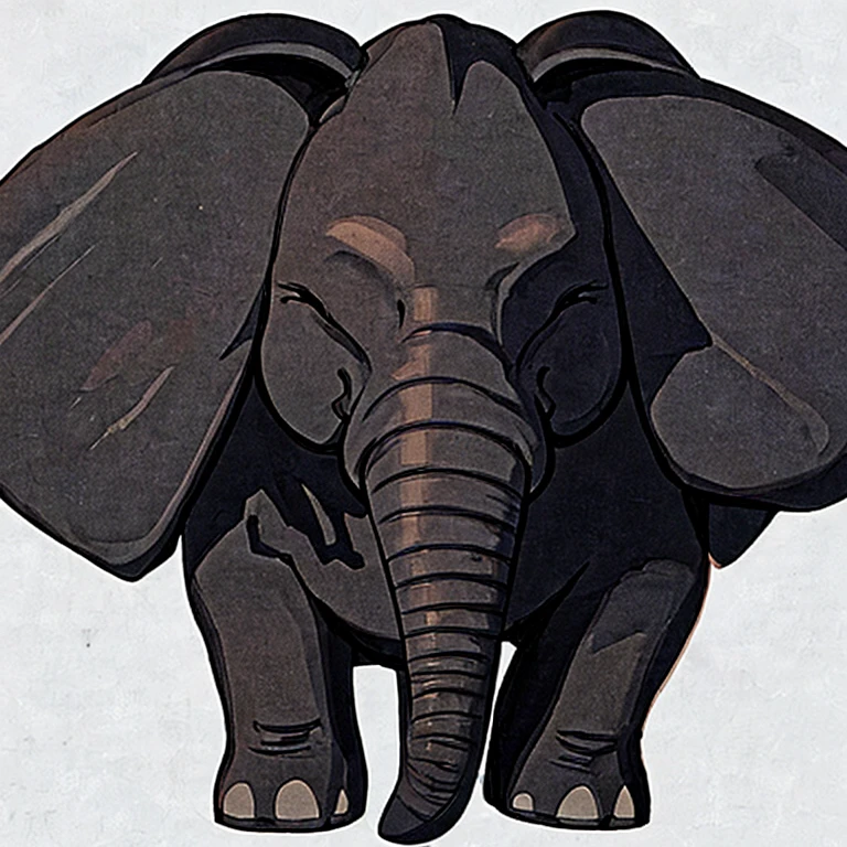 white background, no humans, simple background, solo, closed eyes, full body, ^_^, smile, black eyes, color elephant,