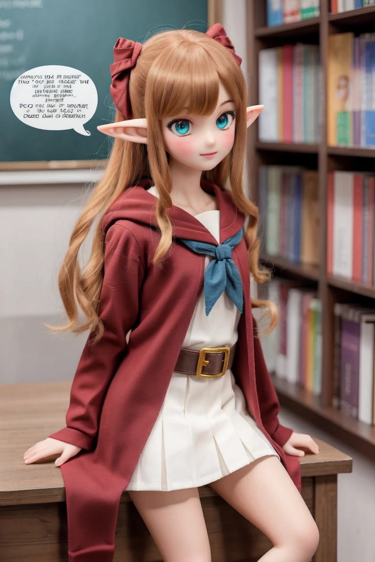 manga, comic, speech bubble, english text, multiple girls, pointy ears, elf, solo, 1girl, hogwarts robe, school uniform mage, abubu <lora:Darkseal_Abubu:.75>
