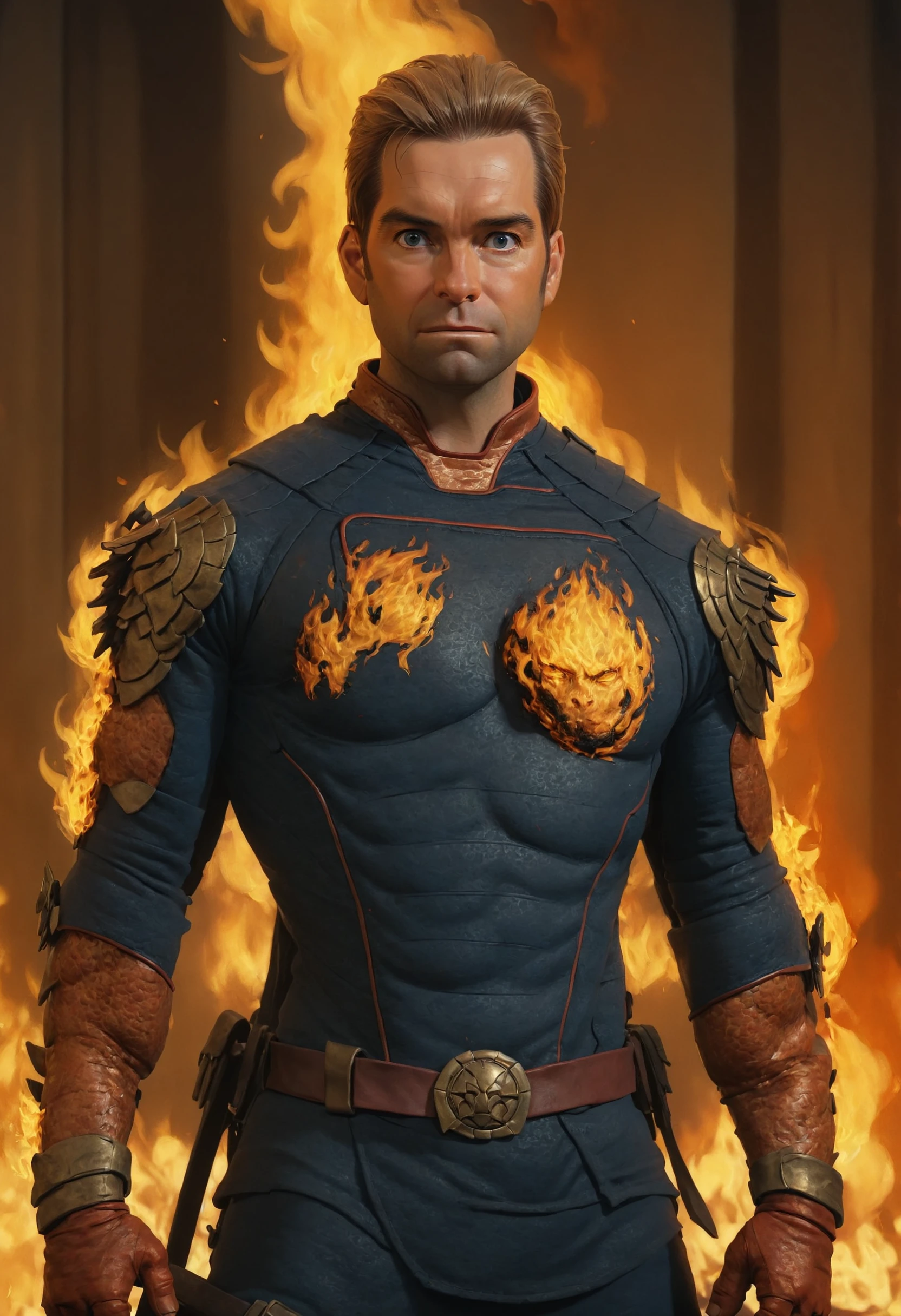 Antony_Starr <lora:Antony_Starr:1>, body on fire, by justin gerard and greg rutkowski, digital art, realistic painting, dnd, character design, trending on artstation