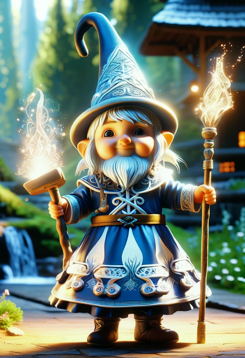 hyper detailed masterpiece, dynamic,awesome quality,DonM3lv3nM4g1cXL magic, kitsune, mythical small female gnome like beings, household spirits, dressed in traditional german clothing, pointy hat, industrious helpful nature, perform household chores, night, benevolent diligent, spellbound,autonomous,low-light,group activities,decrepit,worn,nautical,forward-looking,necrotic <lora:DonM3lv3nM4g1cXL-v1.1-000006:0.8>