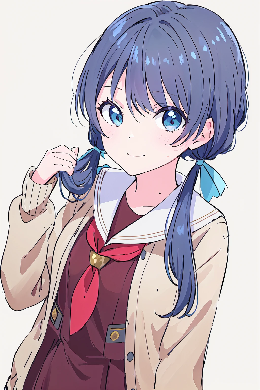 (best quality, masterpiece:1.2), (solo:1.2), anime, anime screencap, anime coloring, vivid color, light particles, looking at viewer, smile, (white background, simple background, grey background:1.3),
<lora:A_Murano Sayaka WSU:0.8> murano sayaka, upper body