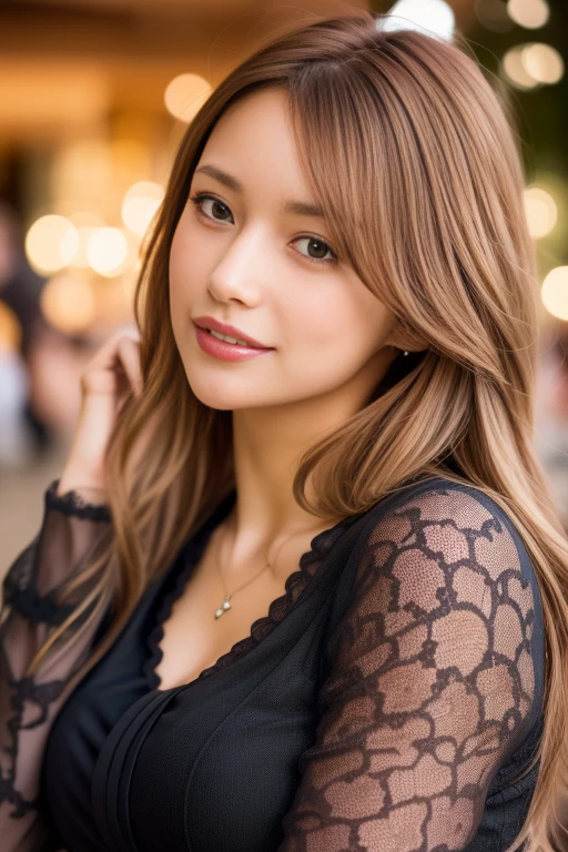 1girl,(RAW photo, best quality), (realistic, photo-realistic:1.4), masterpiece, an extremely delicate and beautiful, extremely detailed, 2k wallpaper, Amazing, finely detail, extremely detailed CG unity 8k wallpaper, ultra-detailed, highres, soft light, beautiful detailed girl, extremely detailed eyes and face, beautiful detailed nose, beautiful detailed eyes,cinematic lighting,city lights at night,perfect anatomy,slender body,smiling
<lora:gotomaki_lora:0.8>(blouse:1.3)