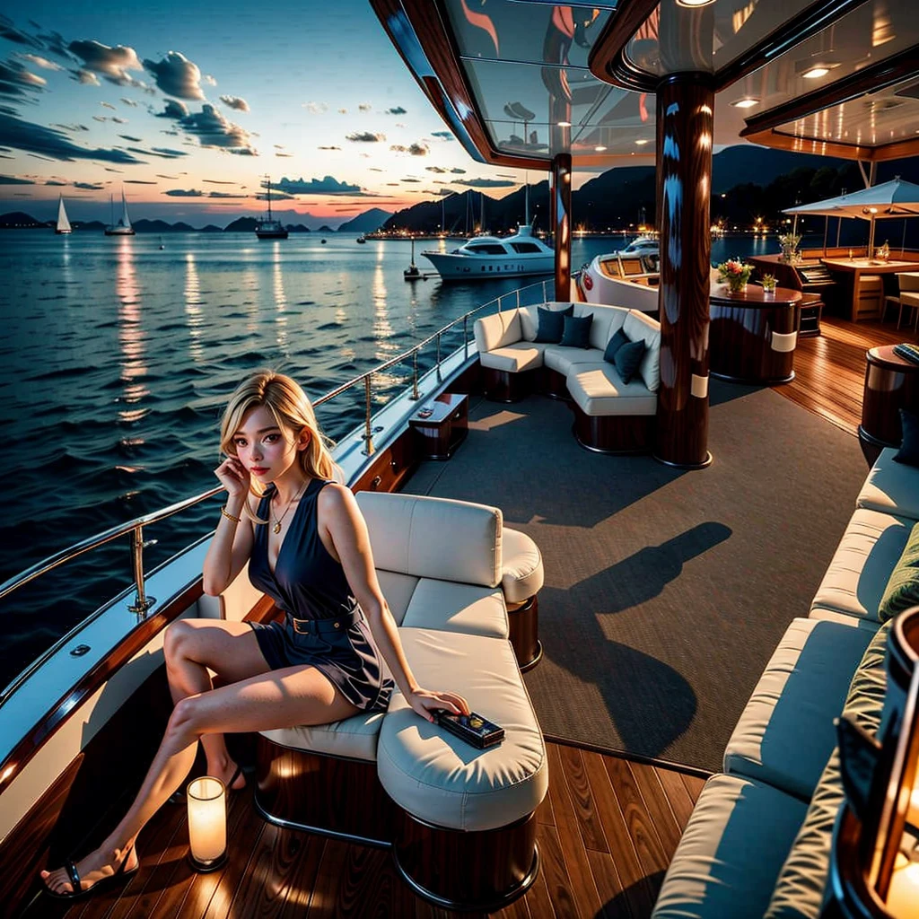 (1girl,  sitting in , yacht:1.3),  zoya , yacht
(beach,  waves,  spray,  harbor,  sightseeing,  nightview),  couch,  food,  wine glass,  flowers,  fruit,  candle,  table lamp,  heater,  sunset,<lora:EMS-179-EMS:0.200000>,<lora:EMS-265871-EMS:0.500000>,<lora:EMS-266925-EMS:0.800000>