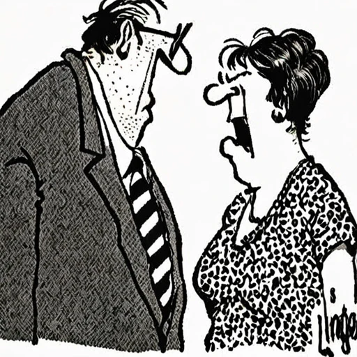 a black and white newspaper comic illustration of Herman, a man and a woman by Jim Unger <lora:Herman_Style_XL:1>