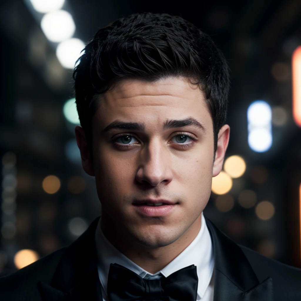 face portrait of davidhenrie person using a tuxedo, in blade runner, professional photography, high resolution, 4k, detailed photo, <lora:davidhenrie_93600:1>