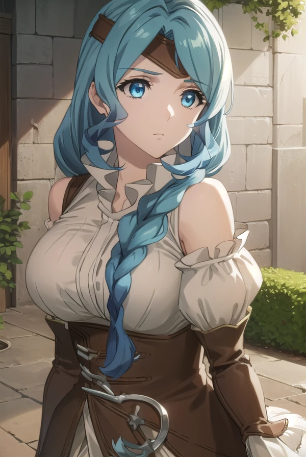 theresealexanderite, <lora:therese alexanderite s2-lora-nochekaiser:1>,
therese alexanderite, long hair, blue eyes, blue hair, braid, single braid, aqua hair,
BREAK bare shoulders, headband, circlet, detached sleeves, corset,
BREAK outdoors, forest, nature, sky, sun, clouds,
BREAK looking at viewer, (cowboy shot:1.5),
BREAK <lyco:GoodHands-beta2:1>, (masterpiece:1.2), best quality, high resolution, unity 8k wallpaper, (illustration:0.8), (beautiful detailed eyes:1.6), extremely detailed face, perfect lighting, extremely detailed CG, (perfect hands, perfect anatomy),