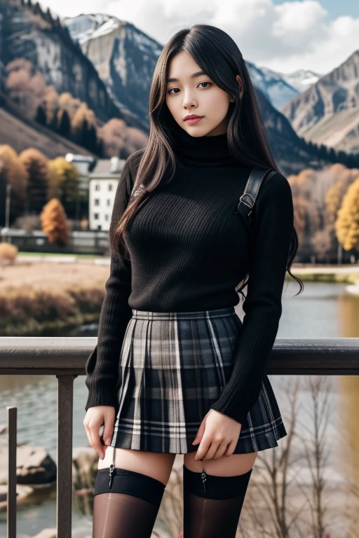 1 woman, 22yo, realistic, masterpiece, high detailed skin, looking at viewer, full body shot, scenic view, long hair, black hair
Black School Dress, thighhighs, plaid pleated mini skirt, black sweater, turtleneck, harness
<lora:RB_School_Dress_By_Stable_Yogi:0.8>