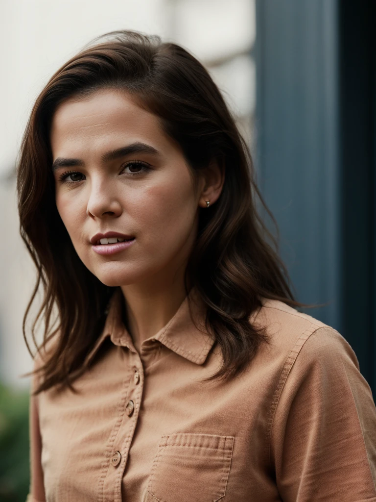 Realistic photo of a beautiful z03yd woman,1girl,solo,long hair,looking at viewer,simple background,brown hair,shirt,brown eyes,upper body,parted lips,teeth,collared shirt,lips,buttons,blue shirt,realistic,nose, soft lighting, professional Photography, Photorealistic, detailed, RAW, analog, sharp focus, 8k, HD, high quality, masterpiece<lora:z03yd:1.0>