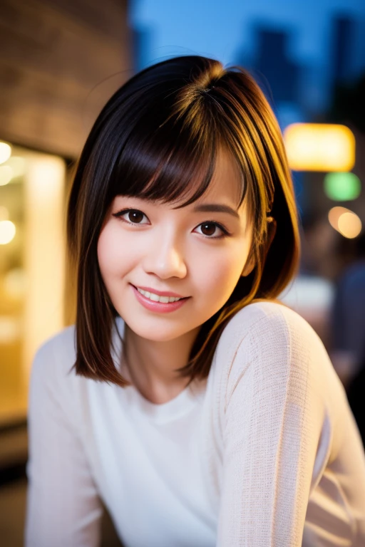 ((from below:1.5)), ((whole body:1.5)), (ultra detailed), (masterpiece), (best quality), Highest quality, Realistic, Surreal, Highest quality, Extremely detailed CG, Very delicate and beautiful, 16K wallpaper, High resolution, 1 Girl, 38歳の日本people女性, (small eyes:1.5), ((Two very small moles on my right cheek:1.5)), (Skin dents), Medium Chest, (cinematic lighting), (The city of Ginza at night), people々, (bob cut:1.5), (graduated haircut:1.5), (blunt bangs:1.5), ((blouse:1.5)), (I wore it:0.8), Nice, bloom, Floating Hair, (Dynamic pose:0.6), BREAK ((in the night:1.5)), Beautiful moonlit night sky, bench, Sitting, Spread your legs, (Shy Smile:1.2), Thin lips, slim, (Highly detailed face), (Highly detailed facial expressions), (Face the front completely:1.5), ((Looking into the camera:1.5)), Slender body, Large file size,