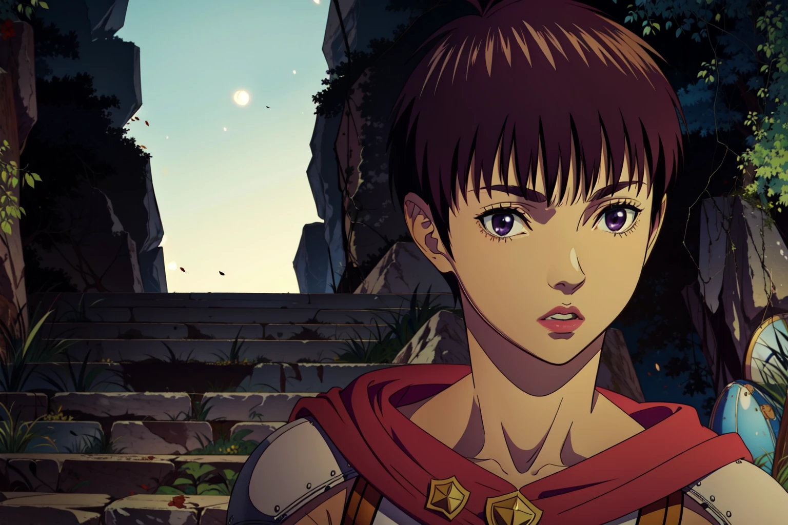 (best quality:1.3),  (masterpiece:1.3)   1girl, <lora:casca-10:1> casca,  dark skin,armor