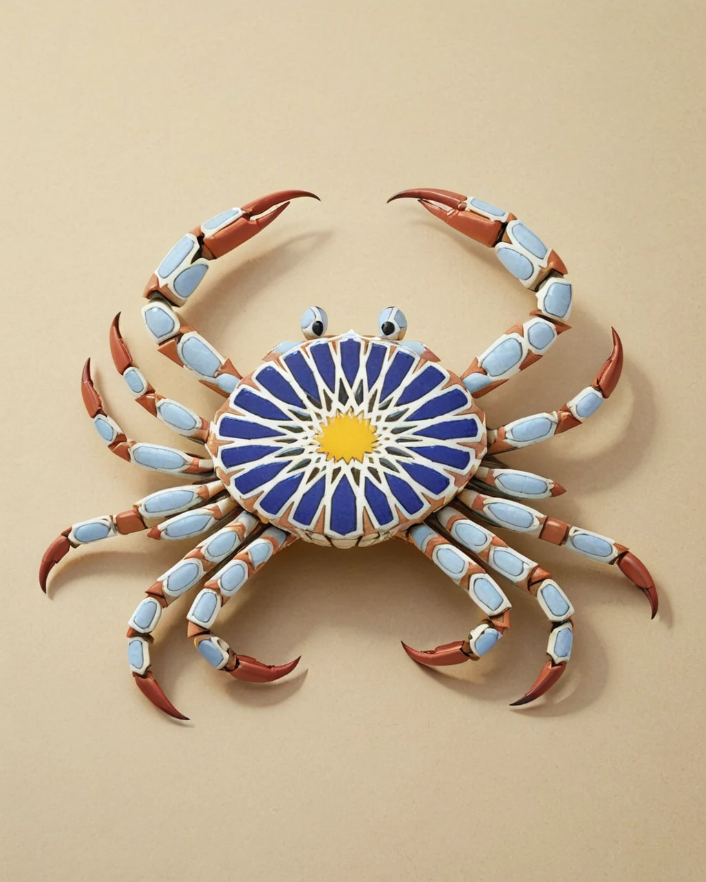 concept art, elegant, Ancient crab, side lit, 35mm, made of Moroccan mosaic print, <lora:Zellij:1.0> zlj-xl,