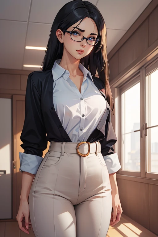 alienor_v3, waist up, black blouse, (best quality, high quality, sharp focus:1.2)