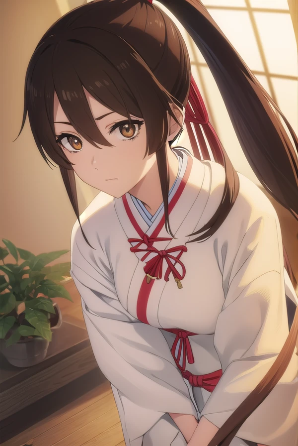 sagiriyamadaasaemon, <lora:sagiri yamada asaemon s1-lora-nochekaiser:1>,
sagiri yamada asaemon, long hair, black hair, ponytail, high ponytail, (brown eyes:1.5),
BREAK japanese clothes, kimono, hakama,
BREAK indoors,
BREAK looking at viewer, (cowboy shot:1.5),
BREAK <lyco:GoodHands-beta2:1>, (masterpiece:1.2), best quality, high resolution, unity 8k wallpaper, (illustration:0.8), (beautiful detailed eyes:1.6), extremely detailed face, perfect lighting, extremely detailed CG, (perfect hands, perfect anatomy),