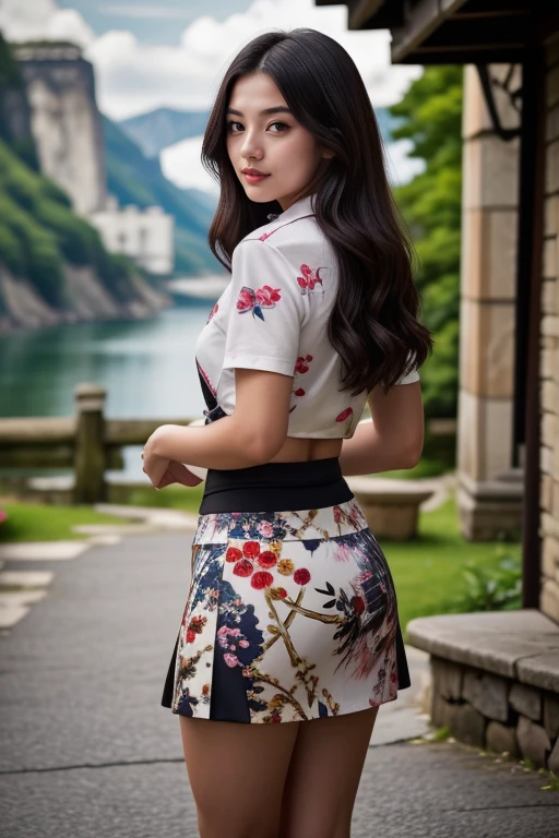 1 woman, 22yo, realistic, masterpiece, high detailed skin, looking at viewer, full body shot, scenic view, long hair, black hair
<lora:Print_Shirt_Skirt_By_Stable_Yogi:1> print shirt, print skirt