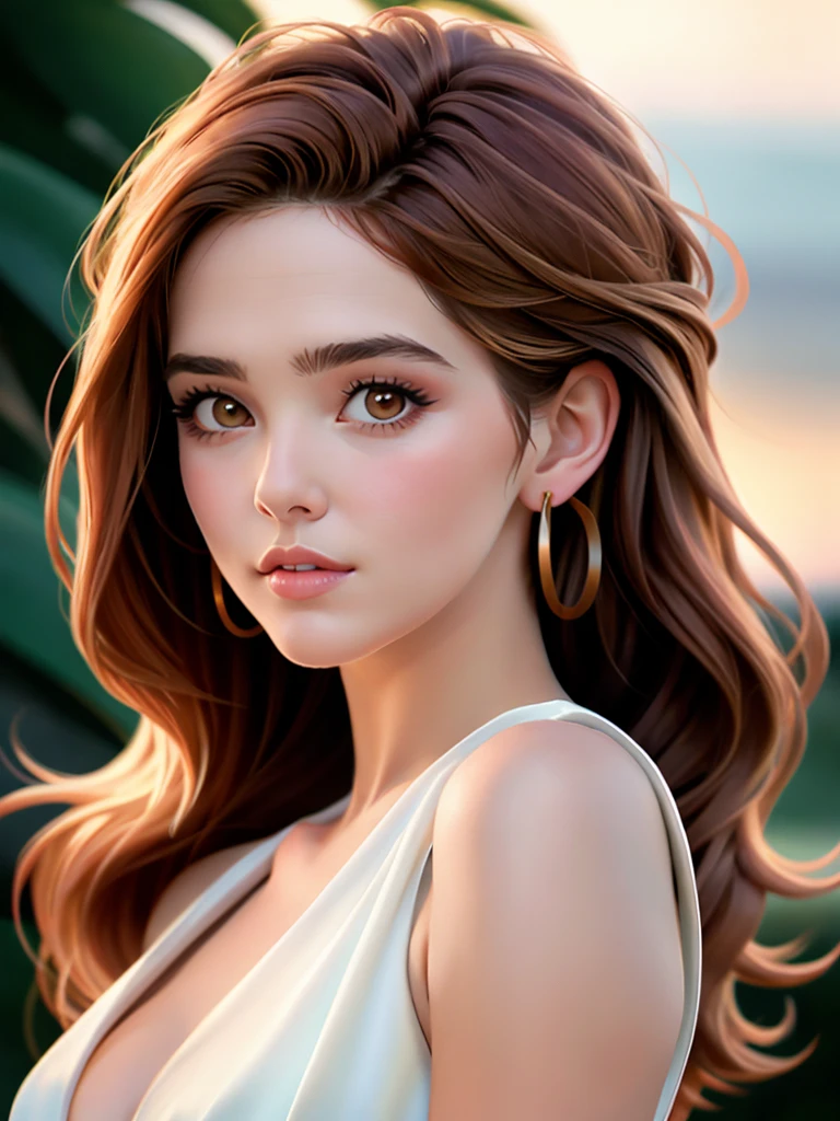 Realistic photo of a beautiful z03yd woman,1girl,solo,long hair,breasts,looking at viewer,brown hair,dress,brown eyes,jewelry,upper body,earrings,sleeveless,lips,realistic, soft lighting, professional Photography, Photorealistic, detailed, RAW, analog, sharp focus, 8k, HD, high quality, masterpiece<lora:z03yd:1.0>