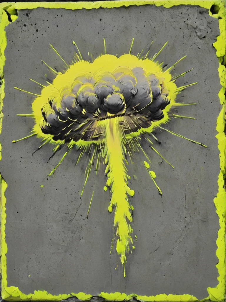 conrtneo, a neon yellow nuclear explosion bursting in neon concrete, <lora:- SDXL - conrtneo _neon-concrete _V2.0:.8>