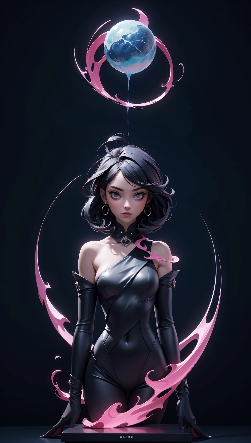 masterpiece,best quality,ultra high res,visually stunning,beautiful,award-winning art,(abstract art:1.3),1girl,sorceress,dark theme,deep shadow,