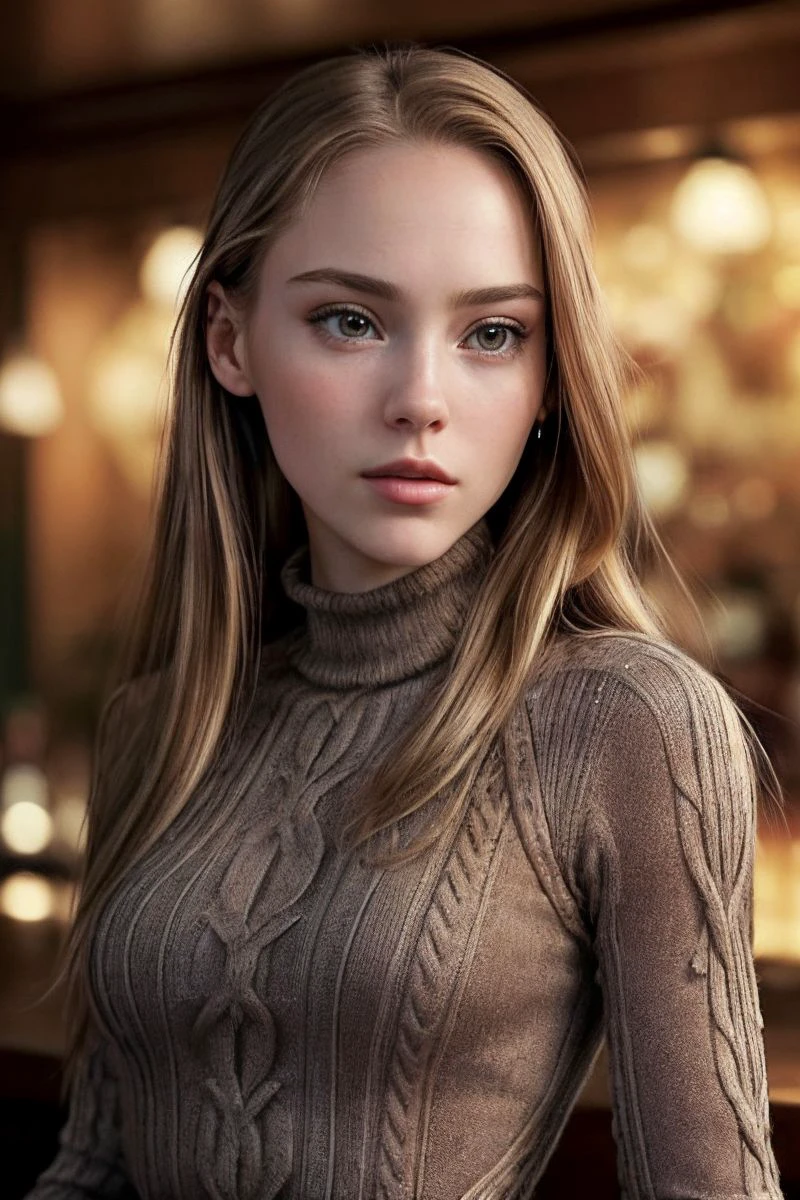 photo of S288_VictoriaVillezcas,an attractive woman,in a (bar:1.1),wearing a (turtleneck-gamer-dress:1.1),(ponytail),(4k, RAW photo, best quality, depth of field, ultra high res:1.1),(absurdres, intricate, photorealistic, masterpiece, ultra-detailed:1.1),