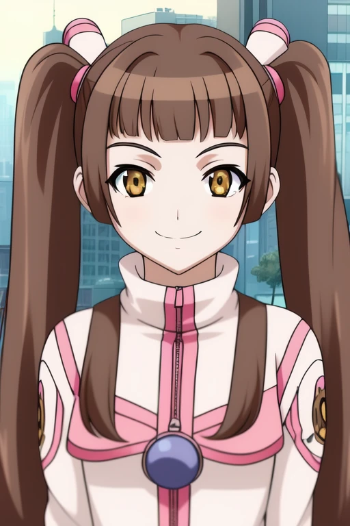 <lora:Amy:1>,  Amy, 1girl, soro, brown hair, twintails, long hair, brown eyes,  yellow eyes, bangs,  hair ornament,  smile,
city, morning,
masterpiece, high quality, very_high_resolution, large_filesize, full color,