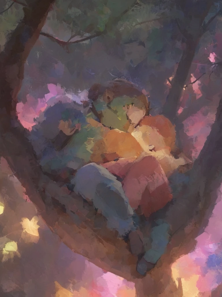 ptrn-no1 could be a creature most curious taking a nap laying on a tree, detailed, colorful, lighting composition, <lora:- SDXL - ptrn-no1_style_V1.0:1>, <lora:- SDXL - stnerfx _Stoned_Fox_Style_V4.0:0.4>