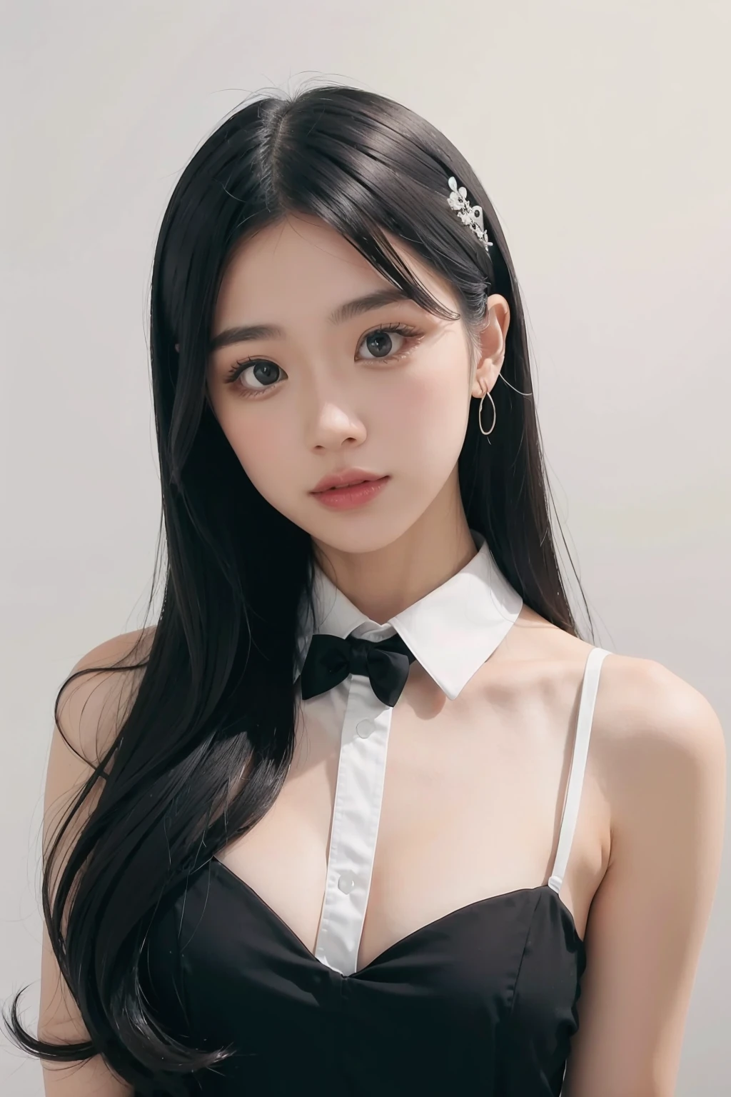 1girl, black random formal attire, white background, <lora:igumdrop-02:1>