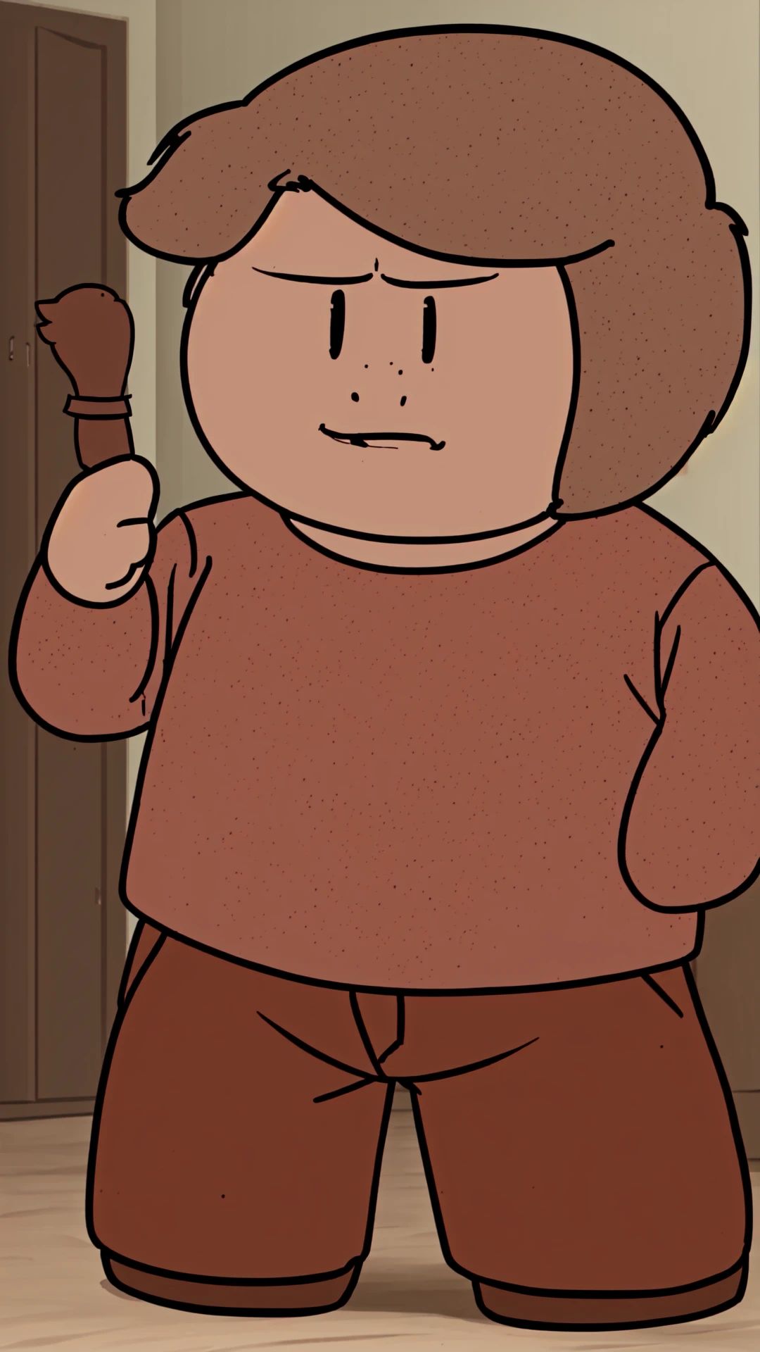 <lora:MarshellStyle:1.2> MarshellStyle, realistic background, Marshell, 1boy, brown hair, short hair, red shirt, brown pants,