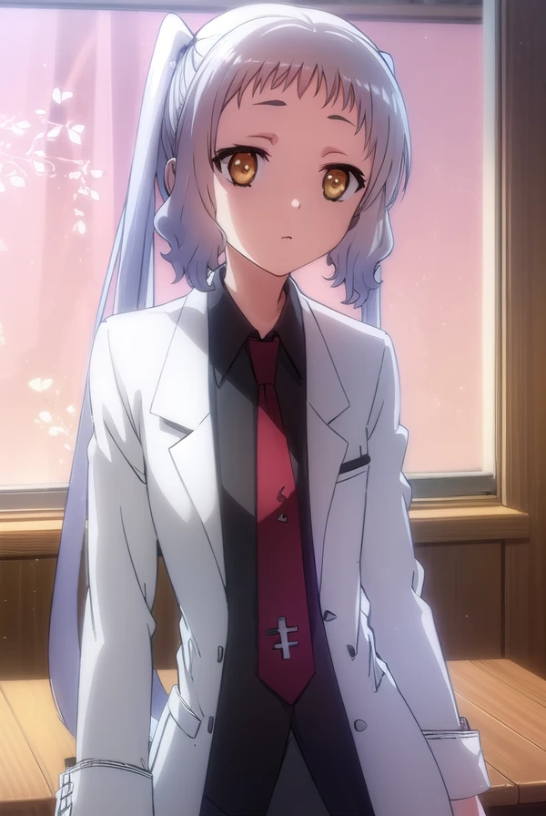 korewaariel, <lora:korewa ariel s2-lora-nochekaiser:1>,
ariel, long hair, twintails, (brown eyes:1.5), white hair,
BREAK necktie, red necktie, labcoat, (white labcoat:1.5), shirt, black shirt, collared shirt,
BREAK indoors, classroom,
BREAK looking at viewer, (cowboy shot:1.5),
BREAK <lyco:GoodHands-beta2:1>, (masterpiece:1.2), best quality, high resolution, unity 8k wallpaper, (illustration:0.8), (beautiful detailed eyes:1.6), extremely detailed face, perfect lighting, extremely detailed CG, (perfect hands, perfect anatomy),