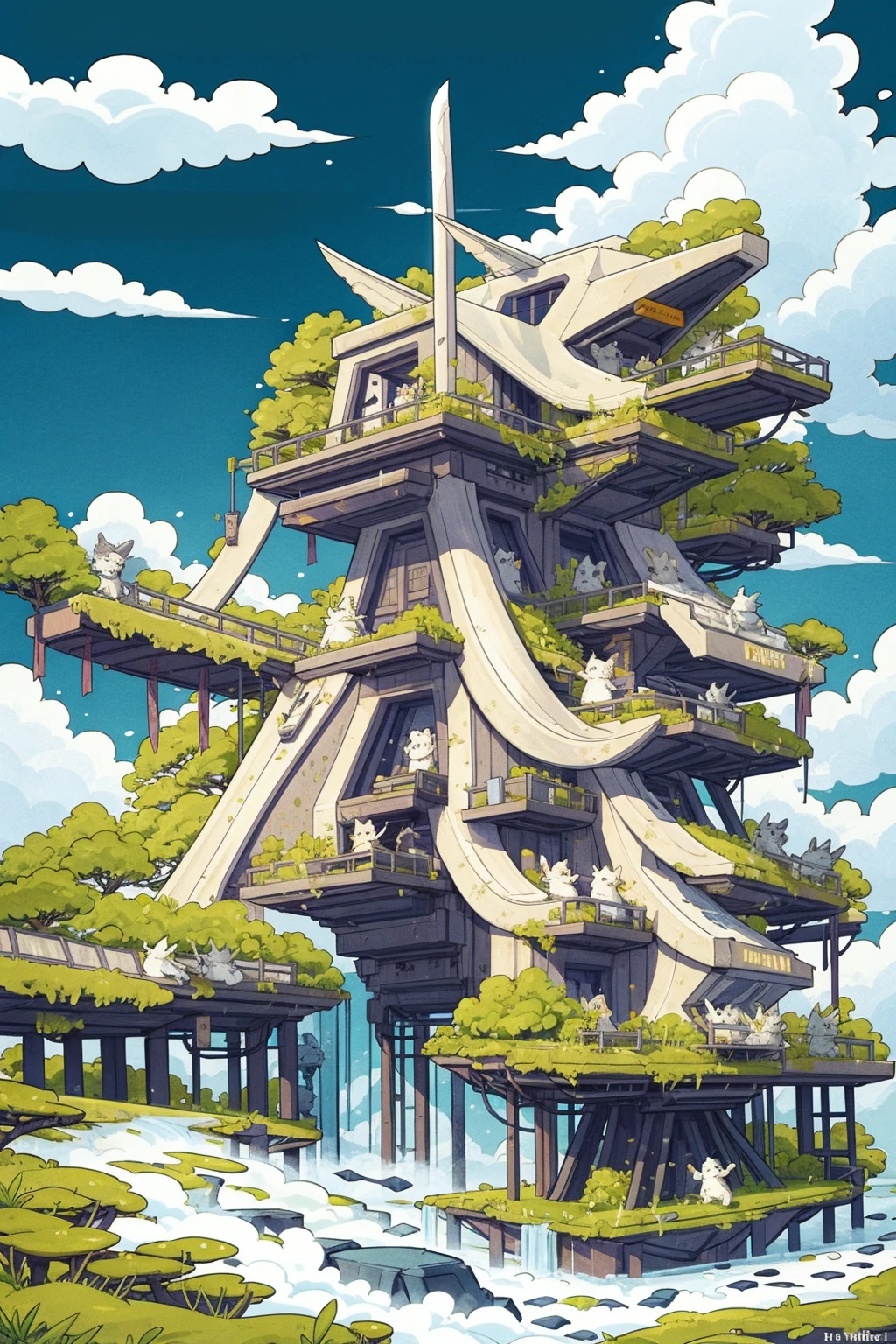 hezi, fresh illustration, flat paint style, sky, cloud, plant,ink_land,weapon,sword,robot,mecha,science fiction,standing,holding sword,holding weapon,no humans,solo,open hands,holding,open hand,<lora:ink land_20230925032111:1>,<lora:æ¸
æ°æç»-000014:0.6>