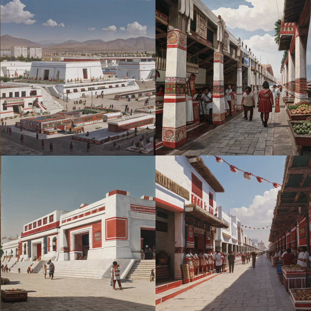 <lora:aztecv6-000007:1> 'ztc, streets tenochtitlan, market