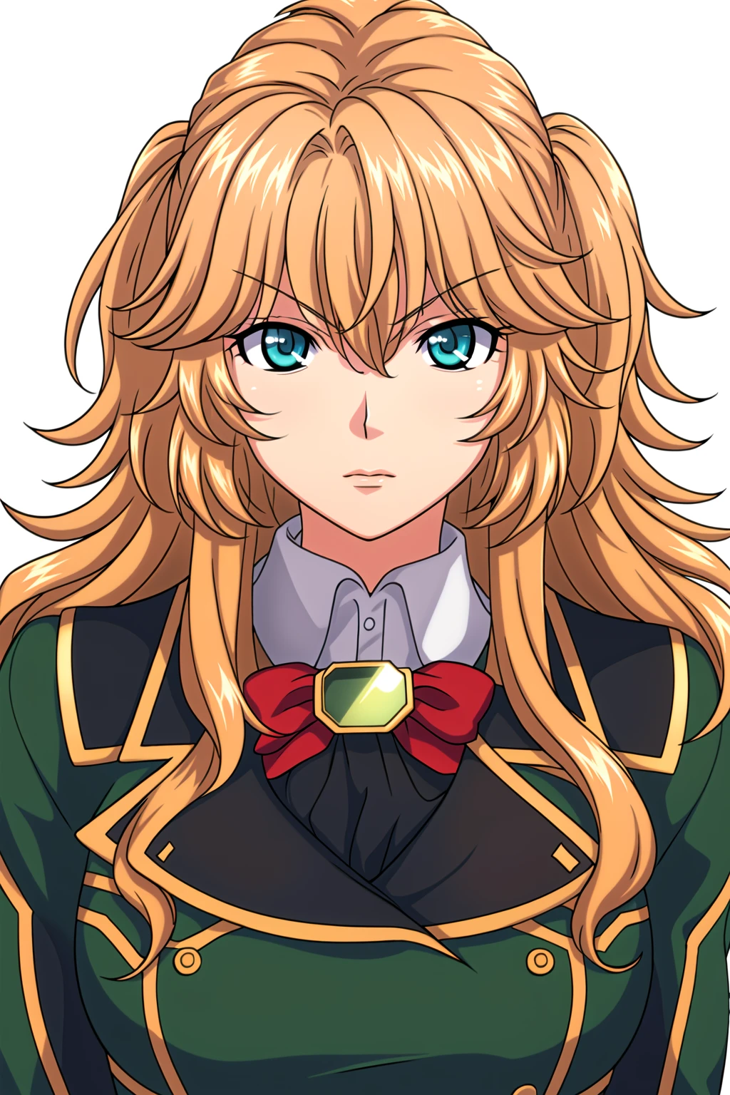 Simple White Background,
green jacket,,,long sleeves,military, military uniform,
<lora:Chall_Acustica_00F-KK77-V1:0.7>,
blue eyes, blonde hair,bangs,Long hair,wavy hair,
<lora:Oda_Non_Style-KK77-V2:0.3>,<lora:more_details:0.1>,
1 girl, 18yo,Young female,Beautiful long legs,Beautiful body,
Beautiful Nose,Beautiful character design, perfect eyes, perfect face,expressive eyes,perfect balance,
looking at viewer,(Focus on her face),closed mouth, (innocent_big_eyes:1.0),(Light_Smile:0.3),
official art,extremely detailed CG unity 8k wallpaper, perfect lighting,Colorful, Bright_Front_face_Lighting,White skin,
(masterpiece:1.0),(best_quality:1.0), ultra high res,4K,ultra-detailed,
photography, 8K, HDR, highres, absurdres:1.2, Kodak portra 400, film grain, blurry background, bokeh:1.2, lens flare, (vibrant_color:1.2),professional photograph,
(Beautiful,large_Breasts:1.4), (beautiful_face:1.5),(narrow_waist),