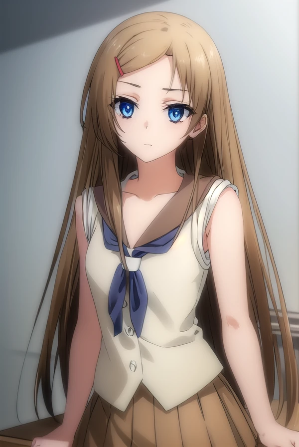 kanamimihara, <lora:kanami mihara s2-lora-nochekaiser:1>,
kanami mihara, long hair, brown hair, hair ornament, very long hair, blue eyes, hairclip,
BREAK dress, sleeveless, sailor collar, brown sailor collar, skirt, brown skirt, pleated skirt,
BREAK indoors, classroom,
BREAK looking at viewer, (cowboy shot:1.5),
BREAK <lyco:GoodHands-beta2:1>, (masterpiece:1.2), best quality, high resolution, unity 8k wallpaper, (illustration:0.8), (beautiful detailed eyes:1.6), extremely detailed face, perfect lighting, extremely detailed CG, (perfect hands, perfect anatomy),