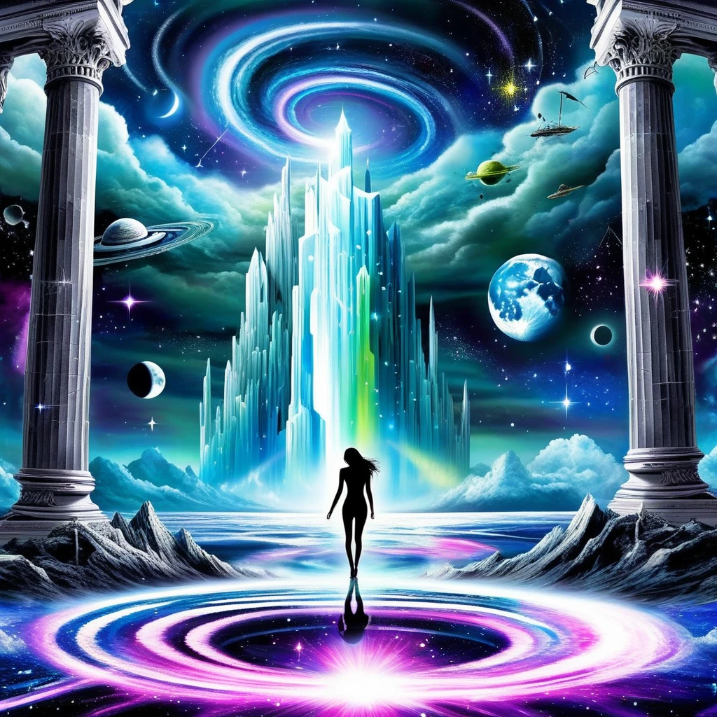 Dive into a realm where the boundaries between dreams and nightmares shatter, giving birth to a vivid tapestry of surreal wonders. Unleash your AI's creative prowess to conjure images that straddle the thin line between awe-inspiring beauty and spine-chilling shock. Picture celestial beings dancing in cosmic nightmares, or crystalline structures emerging from the ashes of surreal landscapes. Let your imagination run wild, creating visuals that echo the transient beauty found in the midst of the extraordinary. Share the most breathtaking and disconcerting moments your AI can envision, where the surreal and the unsettling collide in an ephemeral dance. Brace yourselves for a journey into the unknown, where each image tells a story that lingers long after the initial shock has subsided.