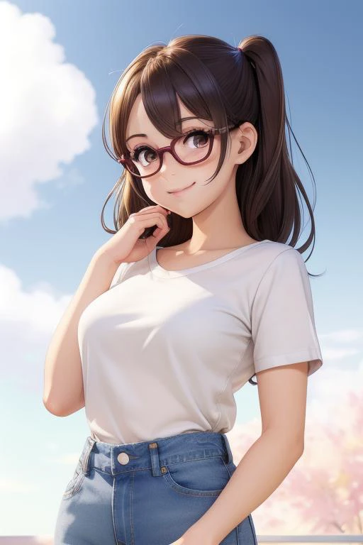 chiharuyamada_v3, light blue shirt, blue jeans