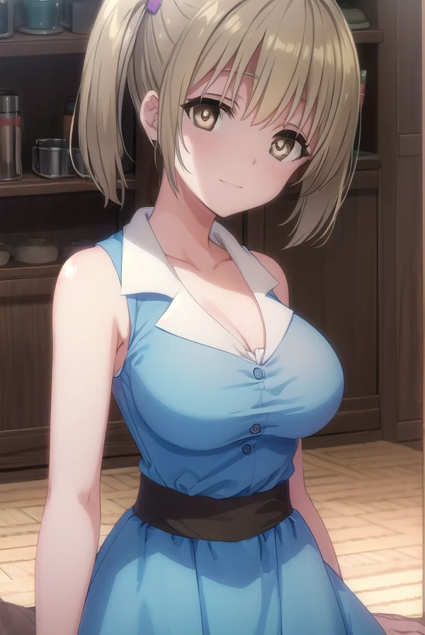 (from above:1.2),(from side:0.6),(Close-Up:0.4), (A masterpiece of image quality in 8K),(Beautiful Allafed Woman),(((emphasizing breasts:1.1))),(Dynamic angles),(Dynamic and sexy bending pose:1.3),(sit a chair:1.2),(Short hair in shiny silver and orange inner colors,small full breasts,Disturbance of clothing due to movement,breast slip,(Ponytail twisted buns adorned with elaborate braids and beads,Braided Setup Fishbone Hair:1.2),(see-through bangs),small breasts,(((A brown lace apron that shows your bare skin from under your small breasts.......)))、garters,Blush with embarrassment、Enraptured eyes、 little open mouth,A smile that beguiles the viewer、(Look back:1.2)、Look into the photographer,skin glistening with sweat,gazing at viewer,,(Professional Lighting),(masutepiece,top-quality,Ultra-high resolution output image,),(Ultra HD with complex detail image modes),depth of fields,Beautiful hands,Beautiful fingers,Detailed finger features,(Detailed hair features:1.7),detailed facial features,detailed clothes features,
