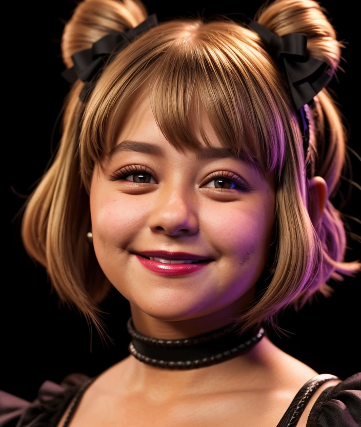 <r41st>, Ultra-HD-realistic-details, Black background, smile, close portrait photo, asiatic