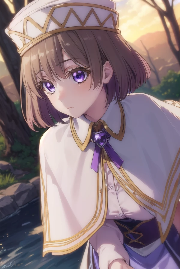 aliciaedelsia, <lora:alicia edelsia s1-lora-nochekaiser:1>,
alicia edelsia, short hair, brown hair, (purple eyes:1.1),
BREAK skirt, long sleeves, hat, capelet, detached sleeves, corset,
BREAK outdoors, nature, forest, sky, sun, clouds,
BREAK looking at viewer, (cowboy shot:1.5),
BREAK <lyco:GoodHands-beta2:1>, (masterpiece:1.2), best quality, high resolution, unity 8k wallpaper, (illustration:0.8), (beautiful detailed eyes:1.6), extremely detailed face, perfect lighting, extremely detailed CG, (perfect hands, perfect anatomy),