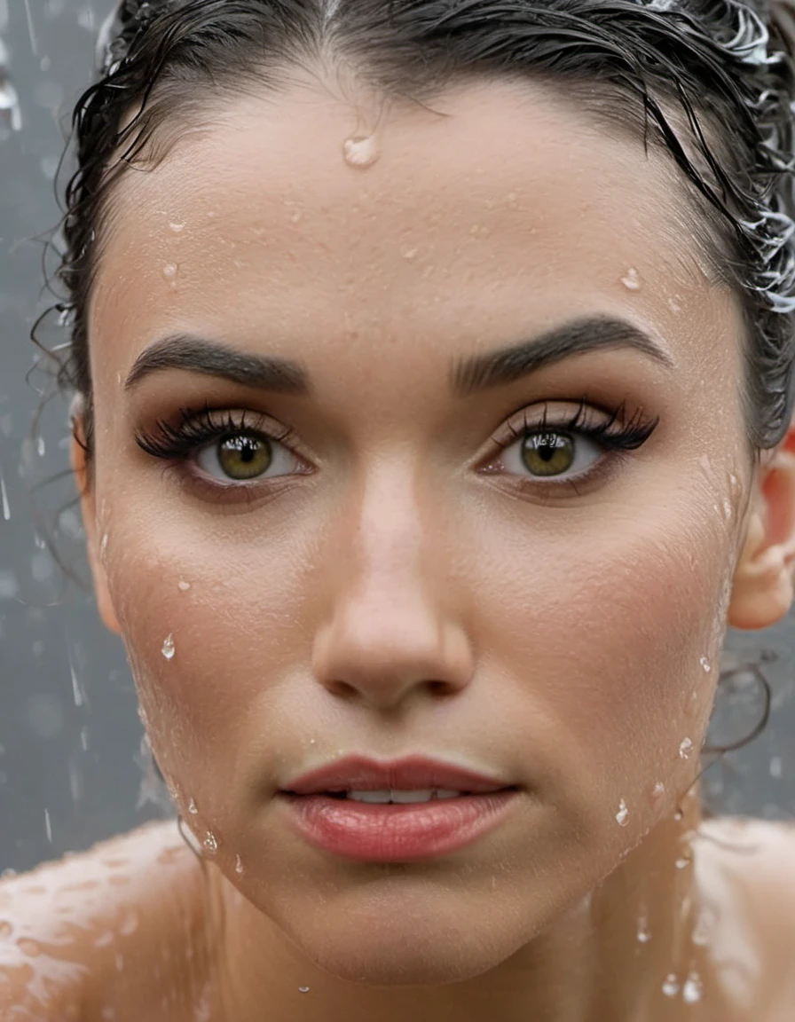<lora:Grace Caroline Currey:1>, ,close-up professional portrait photography of (grccrlncrry woman) downpour, soaking wet, dripping wet, wet hair, runny makeup, scared, action pose, facing viewer, accurate lighting,